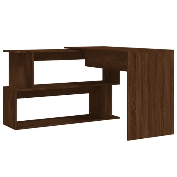 The Living Store hjørneskrivebord 200x50x76 cm konstrueret træ brun egetræsfarve -  Skriveborde