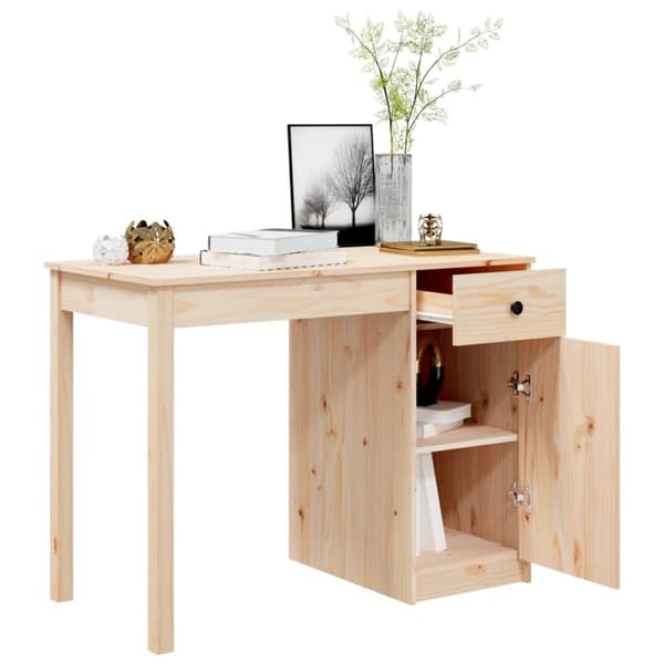 The Living Store skrivebord 100x50x75 cm massivt fyrretræ -  Skriveborde