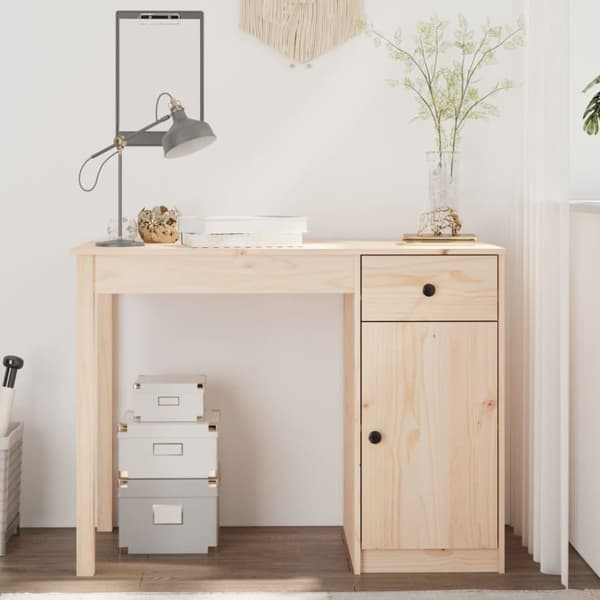The Living Store skrivebord 100x50x75 cm massivt fyrretræ -  Skriveborde