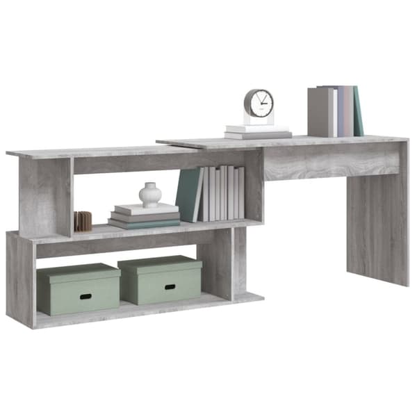 The Living Store Kulmatyöpöytä harmaa Sonoma 200x50x76 cm tekninen puu - Kirjoituspöydät