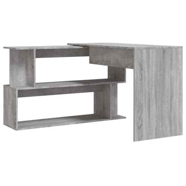 The Living Store Kulmatyöpöytä harmaa Sonoma 200x50x76 cm tekninen puu - Kirjoituspöydät