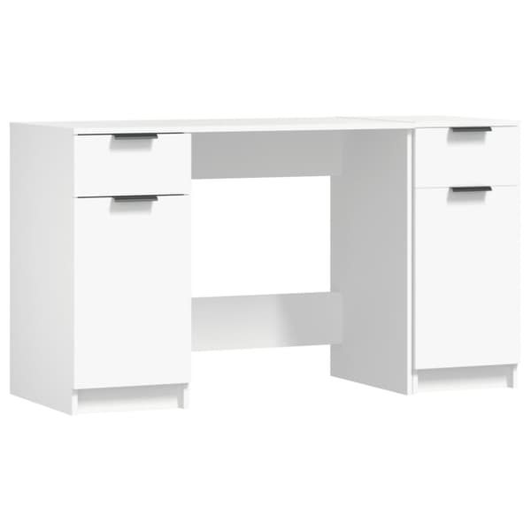 The Living Store skrivebord med sideskab konstrueret træ hvid -  Skriveborde