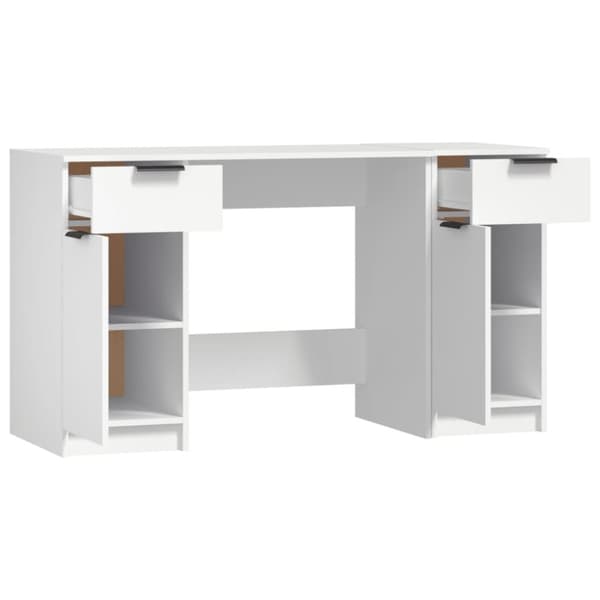 The Living Store skrivebord med sideskab konstrueret træ hvid -  Skriveborde