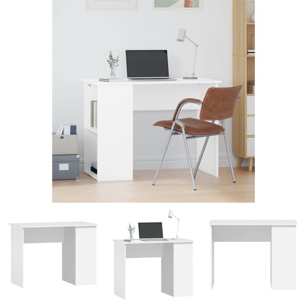 The Living Store skrivebord 100x55x75 cm konstrueret træ hvid -  Skriveborde
