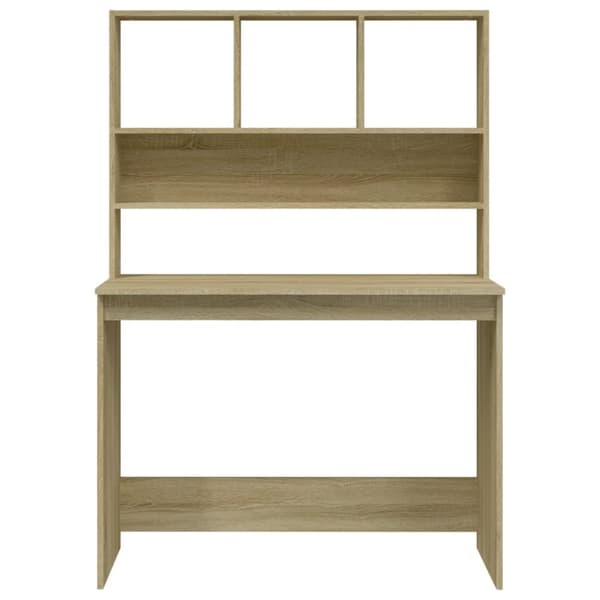 The Living Store skrivebord med hylder 102x45x148 cm konstrueret træ sonoma-eg -  Skriveborde
