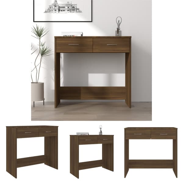 The Living Store Työpöytä ruskea tammi 80x40x75 cm tekninen puu - Kirjoituspöydät