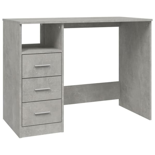 The Living Store skrivebord m. skuffer 102x50x76 cm konstrueret træ betongrå - Skriveborde