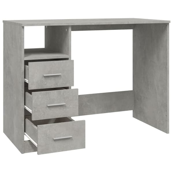 The Living Store skrivebord m. skuffer 102x50x76 cm konstrueret træ betongrå - Skriveborde