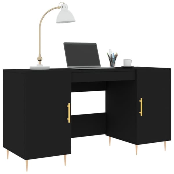 The Living Store Työpöytä musta 140x50x75 cm tekninen puu - Kirjoituspöydät