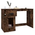 Miniatyrbild 6 av 11: The Living Store Skrivbord med låda rökfärgad ek 115x50x75 cm konstruerat trä -  Skrivbord