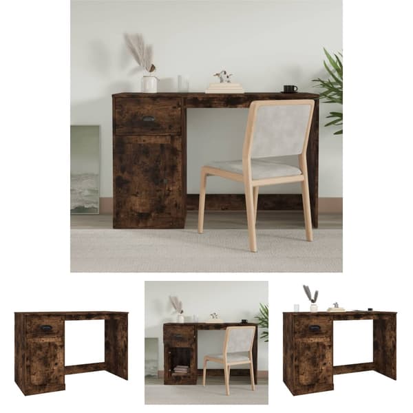 The Living Store Työpöytä laatikolla savutammi 115x50x75 cm tekninen puu -  Kirjoituspöydät