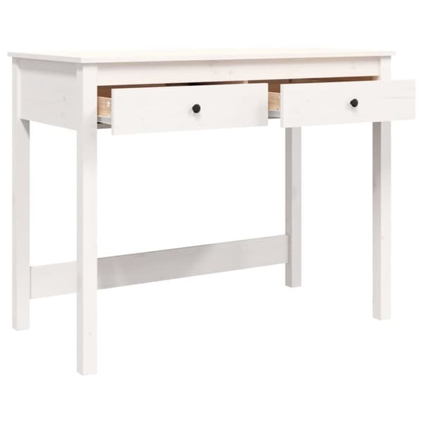 The Living Store skrivebord med skuffer 100x50x78 cm massivt fyrretræ hvid - Skriveborde