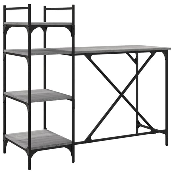 The Living Store computerbord med hylder 120x47x109 cm grå sonoma-eg -  Skriveborde