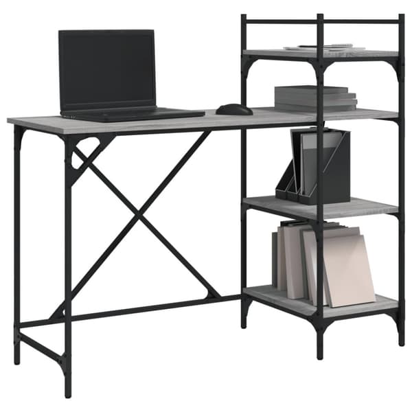 The Living Store computerbord med hylder 120x47x109 cm grå sonoma-eg -  Skriveborde