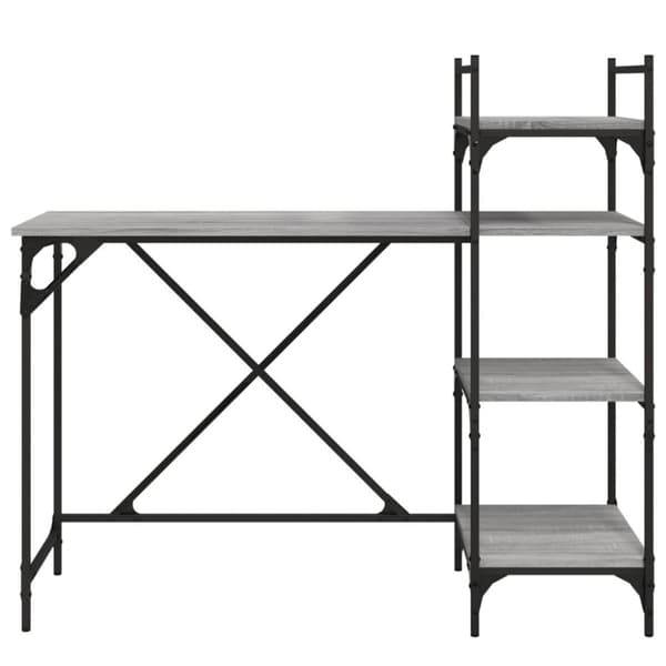The Living Store computerbord med hylder 120x47x109 cm grå sonoma-eg -  Skriveborde