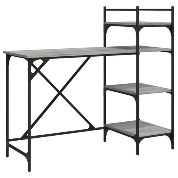 The Living Store computerbord med hylder 120x47x109 cm grå sonoma-eg -  Skriveborde