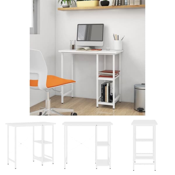 The Living Store computerbord 80x40x72 cm MDF og metal hvid - Skriveborde