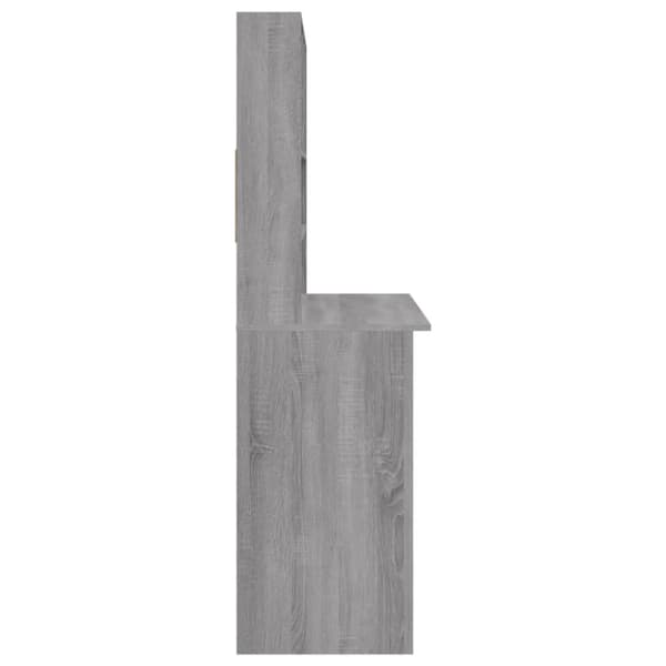 The Living Store Työpöytä hyllyillä harmaa Sonoma 102x45x148 cm tekninen puu -  Kirjoituspöydät