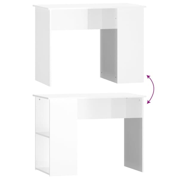 The Living Store skrivebord 100x55x75 cm konstrueret træ hvid højglans -  Skriveborde