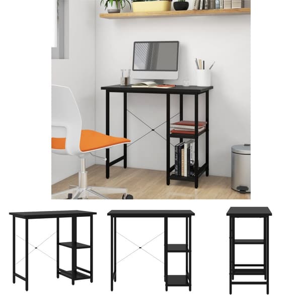 The Living Store Tietokonepöytä musta 80x40x72 cm MDF/metalli - Kirjoituspöydät