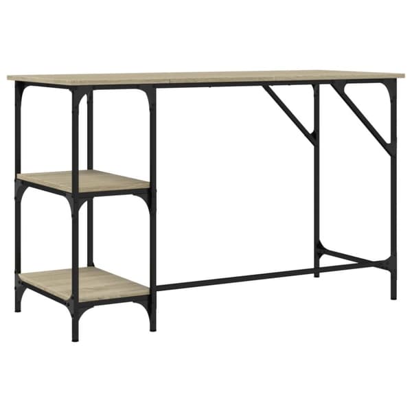 The Living Store skrivebord 120x50x75 cm metal og konstrueret træ egetræsfarvet -  Skriveborde