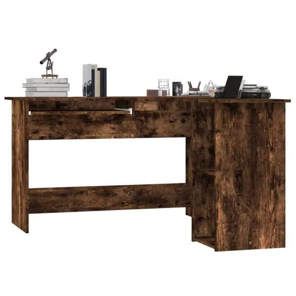 Skriveborde - Living hjørneskrivebord 120x140x75 cm konstrueret træ røget egetræ