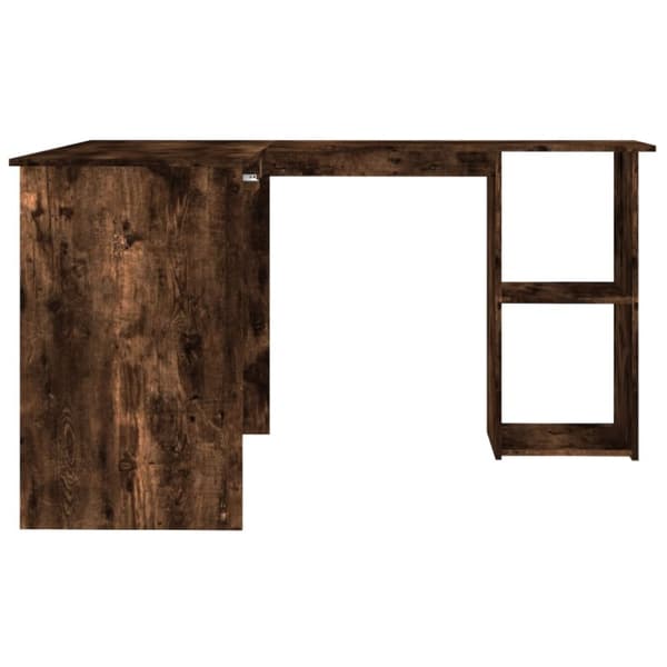 Skriveborde - Living hjørneskrivebord 120x140x75 cm konstrueret træ røget egetræ