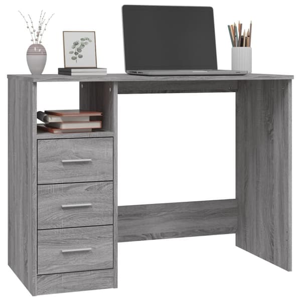 Kirjoituspöydät - Living Työpöytä laatikoilla harmaa Sonoma 102x50x76 cm tekninen puu
