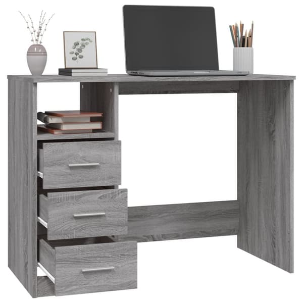 Kirjoituspöydät - Living Työpöytä laatikoilla harmaa Sonoma 102x50x76 cm tekninen puu
