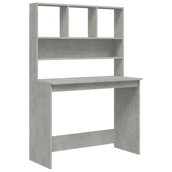 Skrivbord - Living Skrivbord med hyllor betonggrå 102x45x148 cm konstruerat trä
