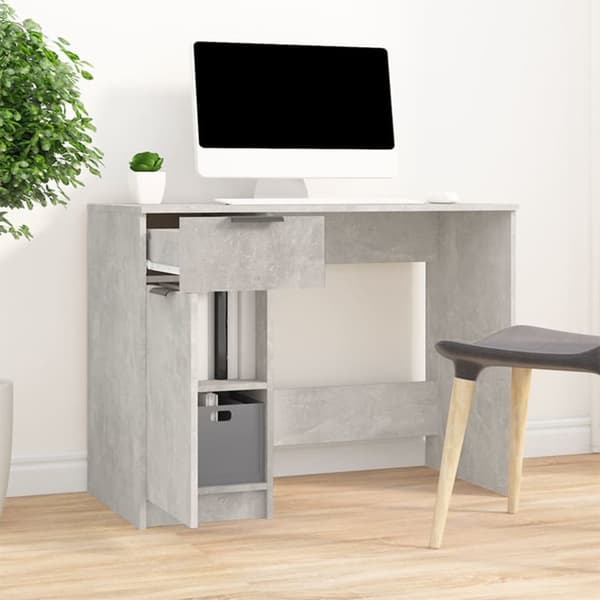 Skriveborde - Living skrivebord 100x50x75 cm konstrueret træ betongrå