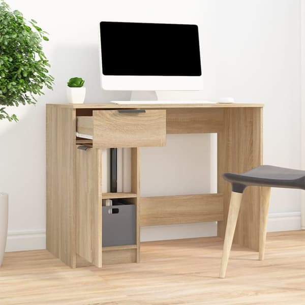 Skriveborde - Living skrivebord 100x50x75 cm konstrueret træ sonoma-eg