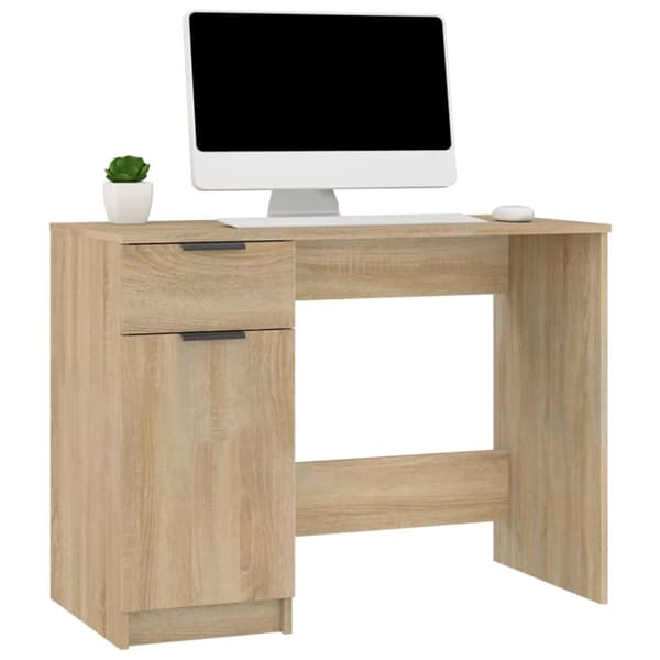 Skriveborde - Living skrivebord 100x50x75 cm konstrueret træ sonoma-eg