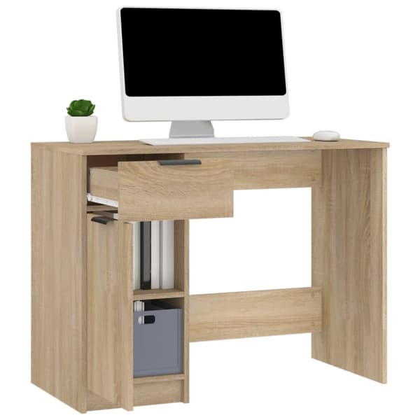 Skriveborde - Living skrivebord 100x50x75 cm konstrueret træ sonoma-eg