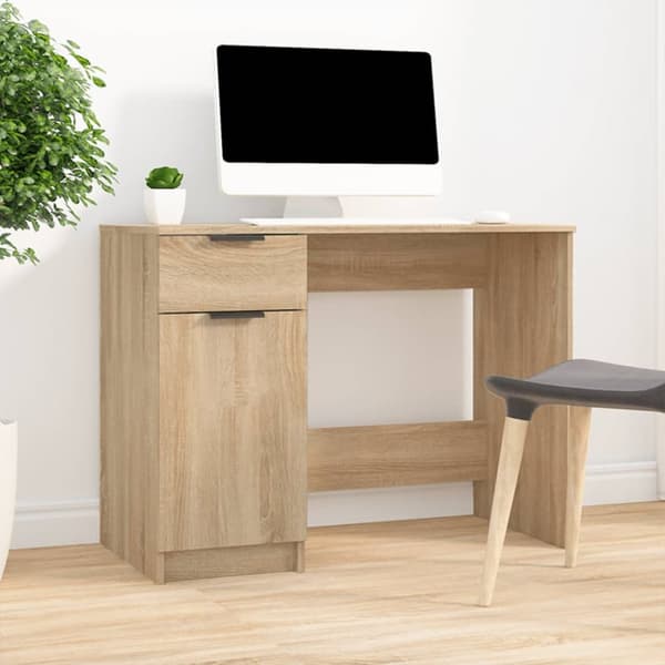 Skriveborde - Living skrivebord 100x50x75 cm konstrueret træ sonoma-eg