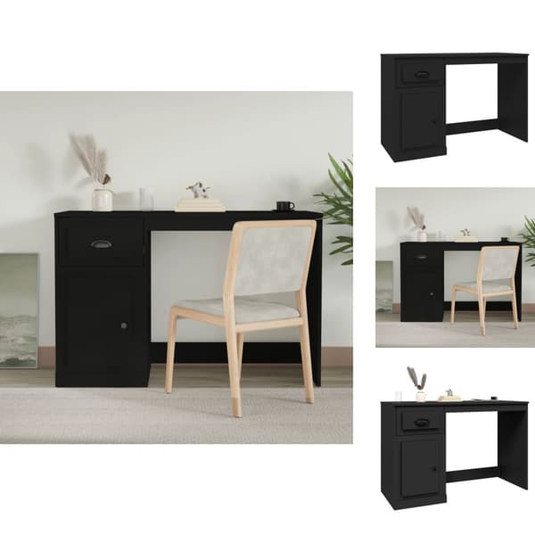 Skriveborde - Living skrivebord med skuffe 115x50x75 cm konstrueret træ sort