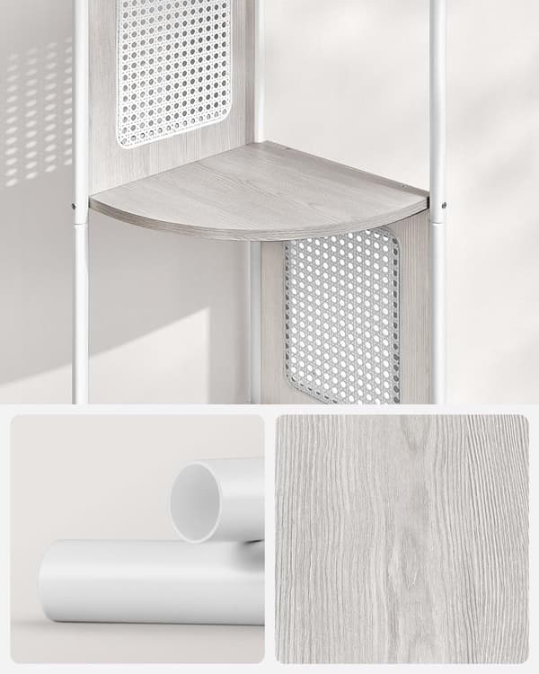 Corner Board - Corner Cabinet - Med 5 niveauer - Rattan Side Plates - Van Ebony - Beige