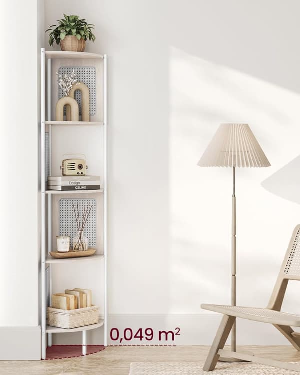 Corner Board - Corner Cabinet - Med 5 niveauer - Rattan Side Plates - Van Ebony - Beige