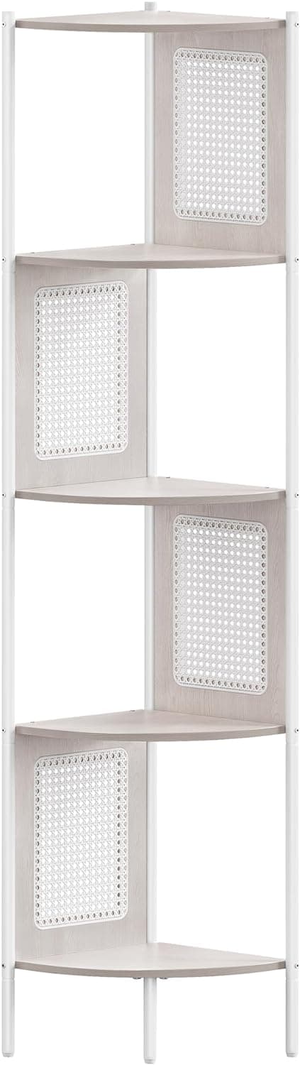 Corner Board - Corner Cabinet - Med 5 niveauer - Rattan Side Plates - Van Ebony - Beige