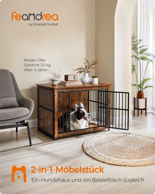 Hund Cage - Hund Sleep Cage - Dog Cage - Med 2 døre - Brun