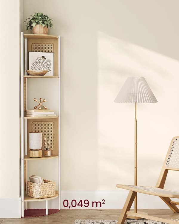 Corner Board - Corner Cupboard - Med 5 niveauer - Rattan Side Plates - Van Ebony - Brown