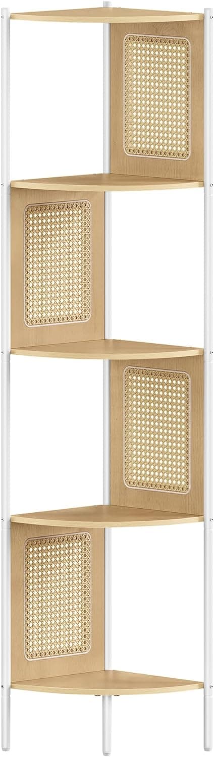 Corner Board - Corner Cupboard - Med 5 niveauer - Rattan Side Plates - Van Ebony - Brown