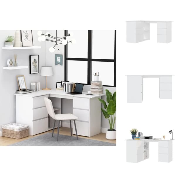 Skriveborde - Living skrivebord til hjørne 145x100x76 cm konstrueret træ hvid