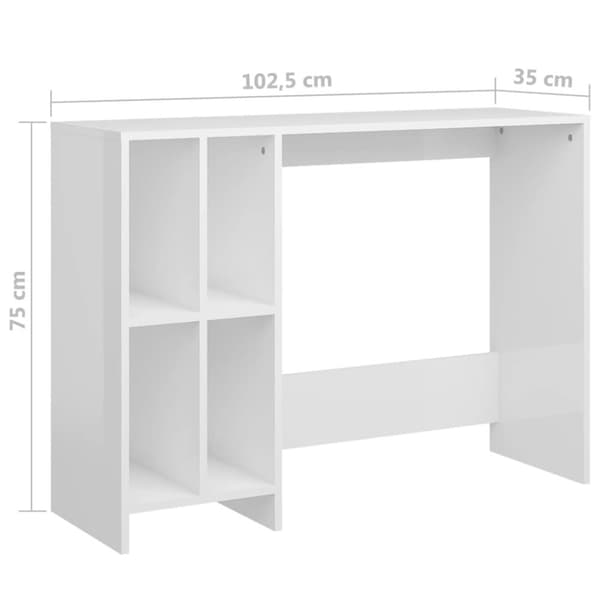 Skriveborde - Living skrivebord 102,5x35x75 cm konstrueret træ hvid højglans