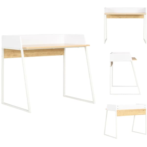 Skriveborde - Living skrivebord 90x60x88 cm hvid og egetræsfarvet