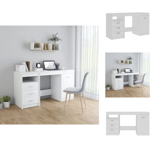 Skriveborde - Living skrivebord hvid 140x50x76 cm konstrueret træ