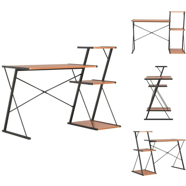 Skriveborde - Living skrivebord med hylde 116x50x93 cm sort og brun