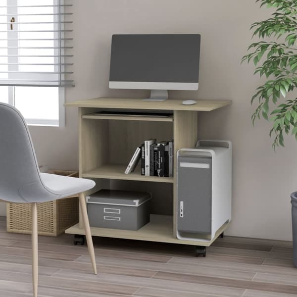 Skriveborde - Living computerbord 80x50x75 cm spånplade sonoma-eg