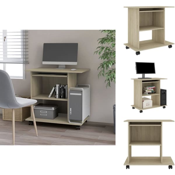 Skriveborde - Living computerbord 80x50x75 cm spånplade sonoma-eg