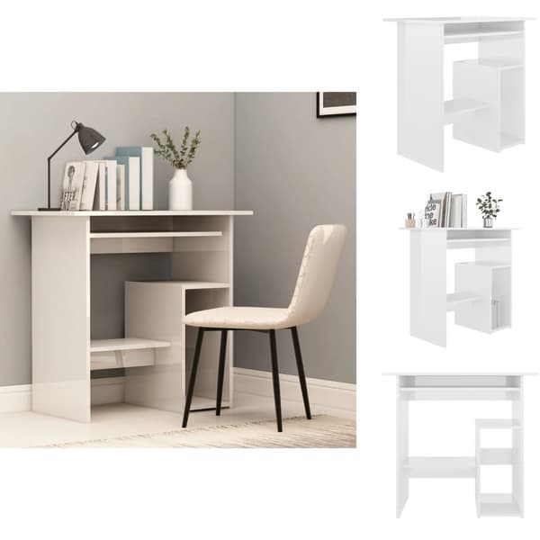 Skriveborde - Living skrivebord 80 x 45 x 74 cm spånplade hvid højglans
